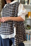 Jasper Plaid Brushed Cotton Tank Navy